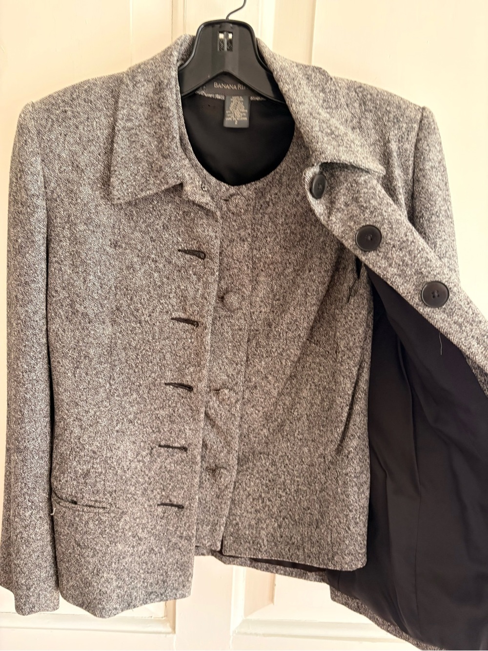vintage Banana Republic tailored grey tweed wool blazer jacket small